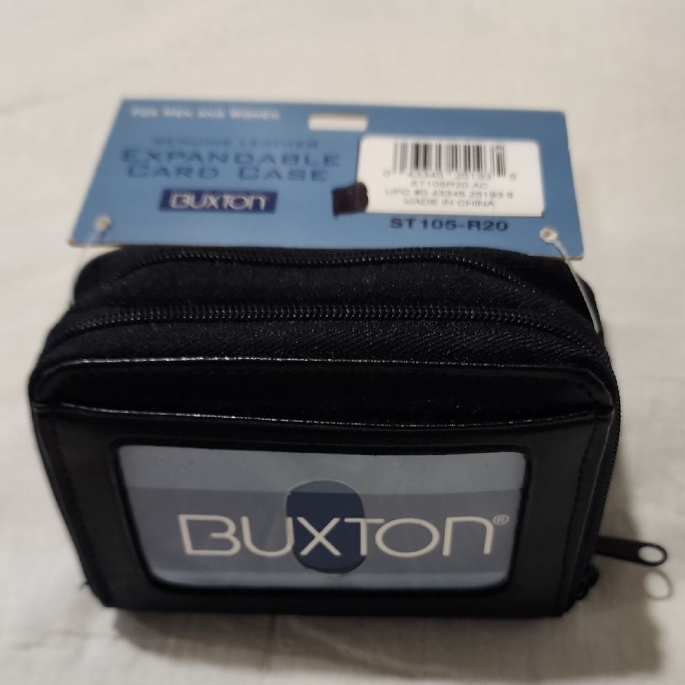 Buxton Genuine Leather Black Expandable Card Case/Wallet